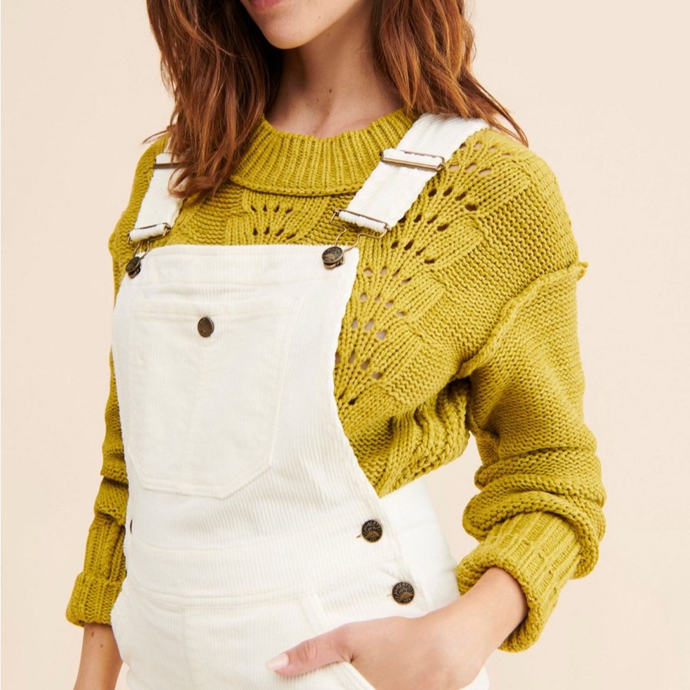 Anthropologie Faherty Walker Corduroy Overalls, Color: White, Size: L